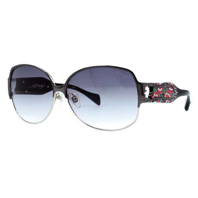 エドハーディー サングラス EdHardy トゥーローズ TWO ROSE ガンシルバー/ライトグレーグラデーション メンズ レディース メガネ_1