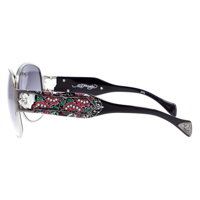 エドハーディー サングラス EdHardy トゥーローズ TWO ROSE ガンシルバー/ライトグレーグラデーション メンズ レディース メガネ_3