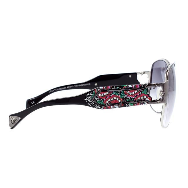 エドハーディー サングラス EdHardy トゥーローズ TWO ROSE ガンシルバー/ライトグレーグラデーション メンズ レディース メガネ_5