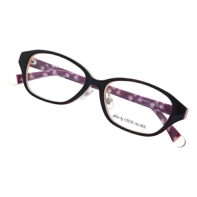 グリッターバイセシルマクビー メガネフレーム glitter by CECIL McBEE GCF 7502-2 51サイズ オーバル型 伊達メガネ アジアンフィット レディース グリッターバイセシルマクビー メガネフレーム glitter by CECIL McBEE