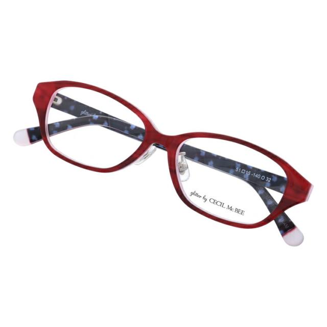 glitter by CECIL McBEE セシルマクビー レディース メガネ 眼鏡 シンプル かわいい GCF 7502-3 51サイズ オーバル型 度付き 度なし UVカット 紫外線 ブランド サングラス 伊達 ダテ