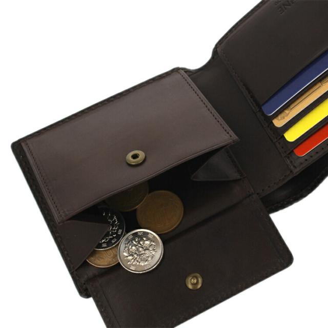 本革 日本製 GOHNE ゴーネ M1001-19A 全4カラー ブラック/レッド/グリーン/ブラウン/ネイビー made in Tokyo 二つ折り財布 小銭入れ付き 牛革 リアルレザー イタリアンレザー バケッタレザー 型押し エンボス バイカラー ツートーンカラー_8