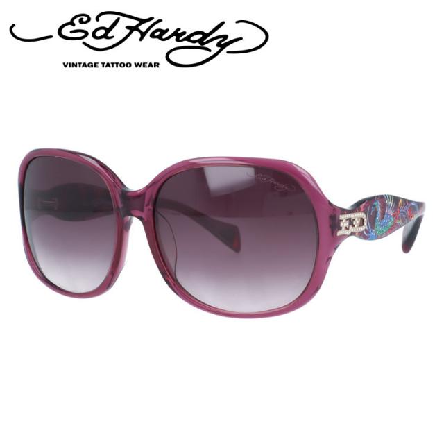 訳あり エドハーディー サングラス アジアンフィット Ed Hardy PHOENIX（BURGUNDY） 60 バタフライ アウトレット品 ユニセックス メンズ レディース