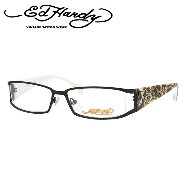 【訳あり】エドハーディー メガネフレーム 伊達メガネ EdHardy 眼鏡 EHOA009 1 BLACK ブラック メンズ レディース ダテメガネ 紫外線対策