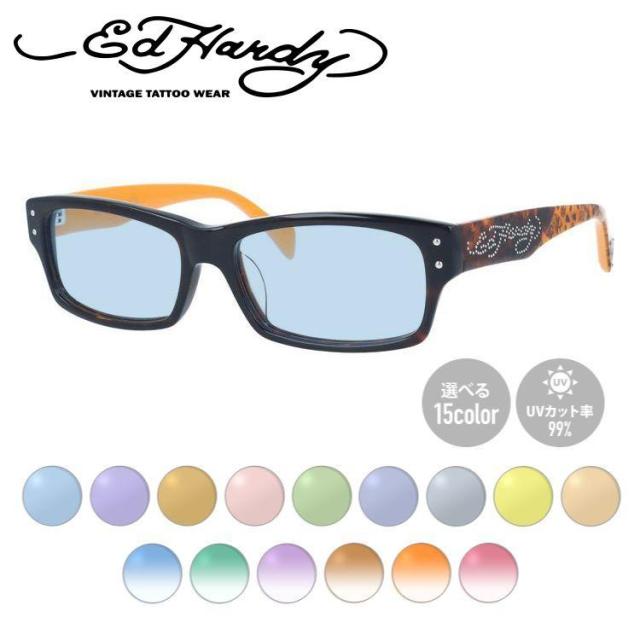 【選べる15色 ライトカラーレンズ】エドハーディー EdHardy ライトカラー サングラス EHOA015 3 TORTOISE トータス スクエア型 薄い色 オシャレ ドライブ レジャー おしゃれ ギフト メンズ レディース UVカット 紫外線 UV対策