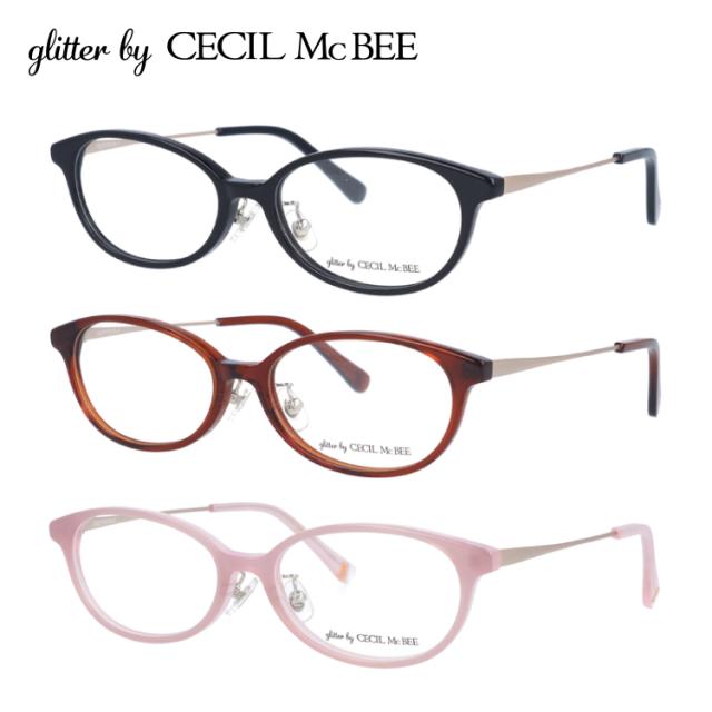 glitter by CECIL McBEE セシルマクビー レディース メガネ 眼鏡 シンプル かわいい GCF 7516 全3色 51サイズ クマ ベア オーバル型 度付き 度なし 紫外線 ブランド サングラス 伊達 ダテ