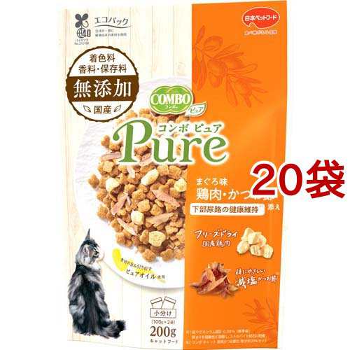 コンボ キャット ピュア まぐろ味・鶏肉・かつお節添え(200g*20袋セット)[キャットフード(ドライフード)]