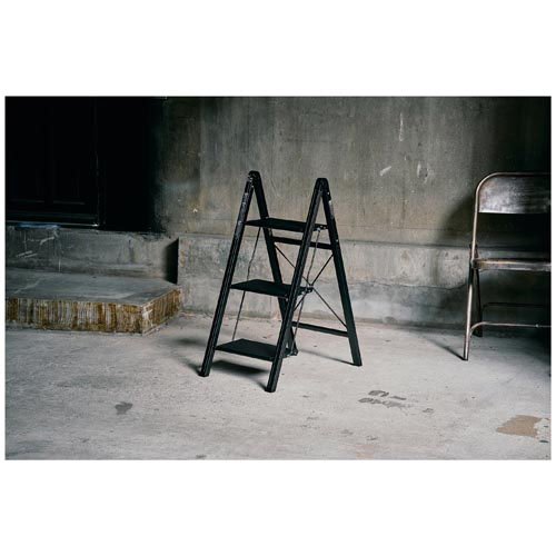 天馬 軽銀踏み台 か細い 3段 軽さ 黒いこと(1台)[DIY 余分の物]