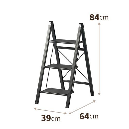 天馬 軽銀踏み台 か細い 3段 軽さ 黒いこと(1台)[DIY 余分の物]