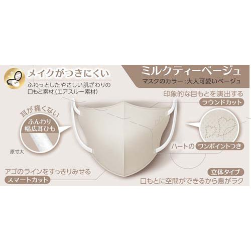 ビースタイル 立体タイプ ふつうサイズ ミルクティーベージュ 5枚入 × 80点