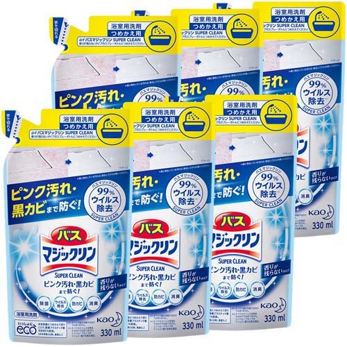 バスマジックリン お風呂用洗剤 スーパークリーン 香りが残らない 詰め替え 330ml 6袋セット お風呂用カビ取り 防カビ剤 の通販はau Wowma 爽快ドラッグ
