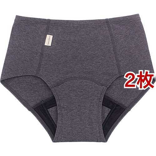 ナチュラムーン オーガニックコットン 吸水ショーツ チャコールグレー M〜L(2枚セット)[生理用ショーツ パンティタイプ]の通販は 7,852円