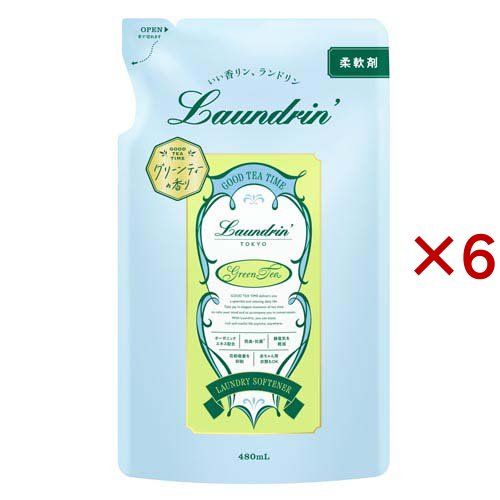 ランドリン 柔軟剤 グリーンティーの香り 詰め替え(480ml×6セット)[柔軟剤(液体)]