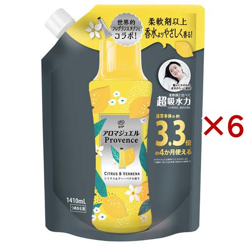 レノア ハピネス アロマジュエル 香り付け専用ビーズ シトラス 詰め替え 超特大(1410mL×6セット)[加香剤]
