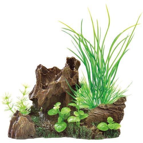 癒し水景 MIXプランツ ロック 茶(24セット)[観賞魚用 アクセサリー]_1
