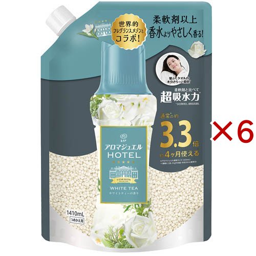 レノア ハピネス アロマジュエル 香り付け専用ビーズ ホワイトティー 詰め替え 超特大(1410mL×6セット)[加香剤]
