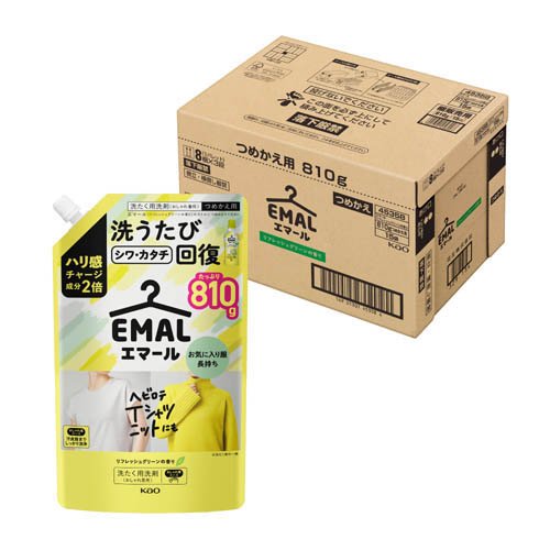 エマール リフレッシュグリーンの香りつめかえ用 梱販売用(810g×15個)[ドライ用・ウール用洗剤]