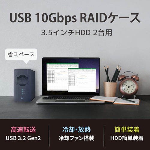 ラトックシステム USB 10Gbps RAIDケース 3.5インチHDD2台用 RS-EC32