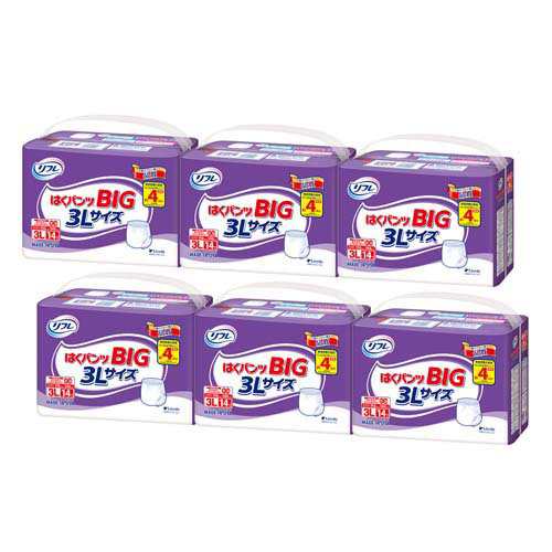 リフレ はくパンツ BIG 3Lサイズ ケース販売(14枚入×6袋セット)[大人紙おむつ パンツ]の通販は 11,358円