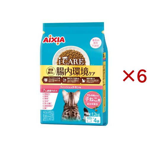 i CARE キャットドライ 子ねこ用 フィッシュ＆チキン味(1200g×6セット)[キャットフード(ドライフード)]