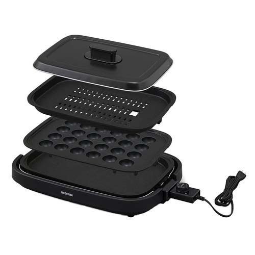 ホットプレート 3枚焼き 1300w ふた付き アイリスオーヤマ ブラック IHA-A30-B(1個)[ホットプレート ホットサンドメーカー]