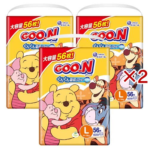 グーン ぐんぐん吸収パンツ Lサイズ ディズニー(3個入×2セット(1個56枚))[おむつ Lサイズ パンツ]