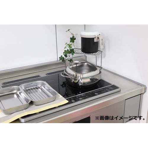 食彩亭 ステンレス角型天ぷら鍋 20cm すくい油切り付 TP-21A(1セット)[鍋]_2