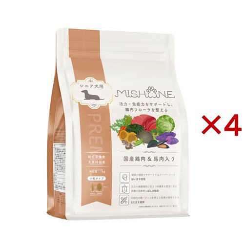 ミシュワン シニアドッグフード 国産鶏肉＆馬肉(1kg×4セット