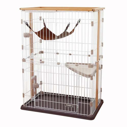 ボンビ ウッドワンサークルキャットワイドドア2段タイプ(1個)[ペット用サークル・ケージ・ルーム・タワー]の通販は 33,205円