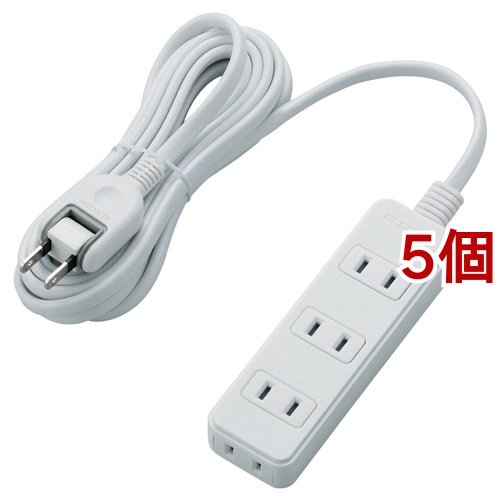エレコム 延長コード 電源タップ 3m 2P 4個口 スイングプラグ 白 T-S02N-2430WH(5個セット)[ＯＡ商品]