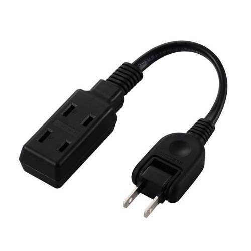 エレコム 電源タップ 延長コード 0.1m 2ピン式 コンセント 3個口 極性対応 ブラック(1個)[ＯＡ商品]