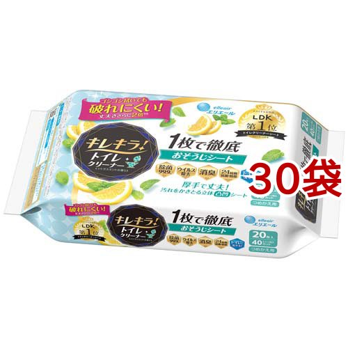 エリエール キレキラ！ 1枚で徹底トイレお掃除シート つめかえ用 シトラスミント(20枚×30袋セット)[トイレ用掃除シート] 8,374円