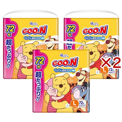 グーン ぐんぐん吸収パンツ Lサイズ ディズニー 超たっぷり(3袋入×2セット(1袋72枚))[おむつ Lサイズ パンツ]