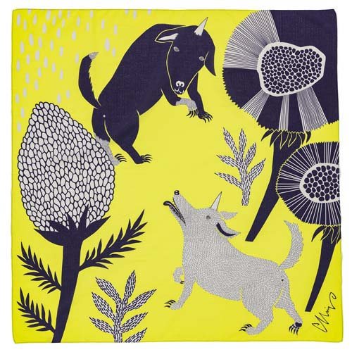 morita MiW 風呂敷 コマイヌが遊ぶ庭 イエロー 約100*103cm M-68385-00-5(1枚)[日用品 その他]の通販は