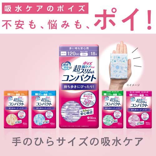 ポイズ 肌ケアパッド 超スリム＆コンパクト 中量用 55cc(24枚入)[尿