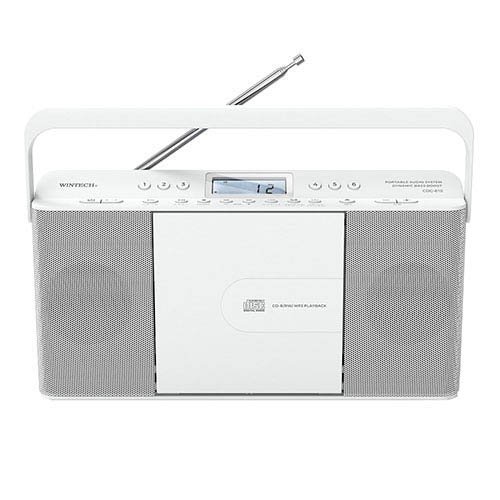 WINTECH CDクロックラジオ スリムデザイン AC電源／乾電池式 ホワイト CDC-810-W(1個)[ラジオ]