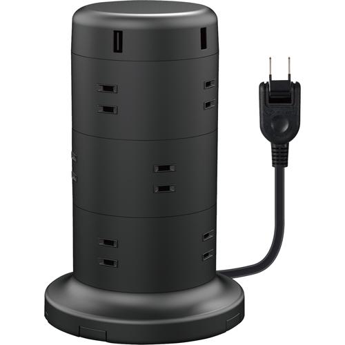 エレコム 電源タップ 12個口 2m 雷サージ ほこり防止 USBポート付 ブラックECT-0720BK(1個)[ＯＡ商品]の通販は 5,298円