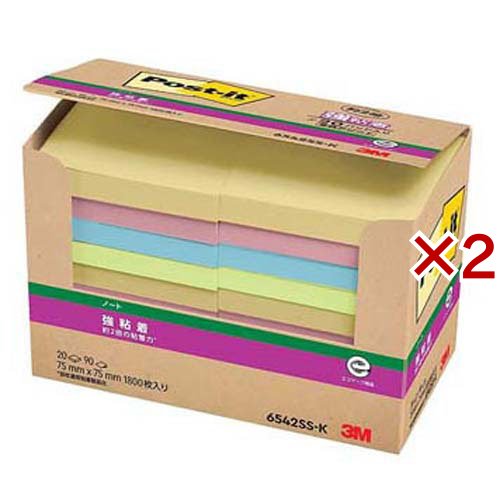 ポスト・イット パワーパック 強粘着ノート パステルカラー 混4色 6542SS-K(20パッド×2セット(1パッド90枚))[事務用品]の通販は 10,051円