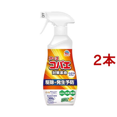 アース コバエ スプレー キッチン用 コバエ駆除 発生予防 消臭(300g*2本セット)[殺虫剤 ハエ]