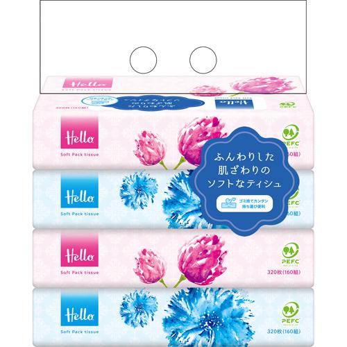ハローソフトパックティシュ 160組 4袋入 18セット 箱ティッシュ の通販はau Pay マーケット 爽快ドラッグ