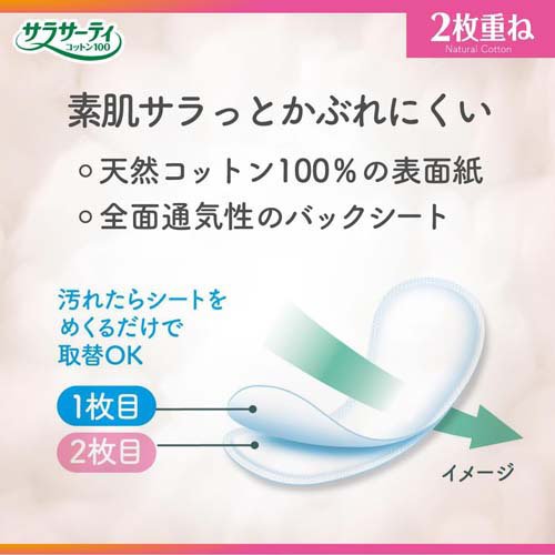 サラサーティ コットン100 2枚重ねのめくれるシート 無香料 おりもの