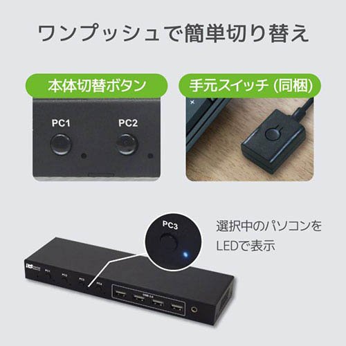 ラトックシステム 4K60Hz対応 HDMIパソコン切替器 4台用 RS-460UH-4K(1個入)[情報家電　その他]_3