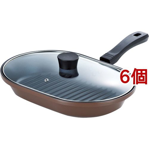 マローネシェフ ガラス蓋付お手軽魚焼パン(ガス専用) 22*32cm MM-9541(6個セット)[フライパン]の通販は