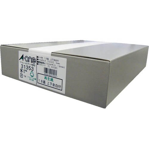 エーワン ラベルシール 再生紙 18面 70×42.3mm 31353(300シート)[事務用品]