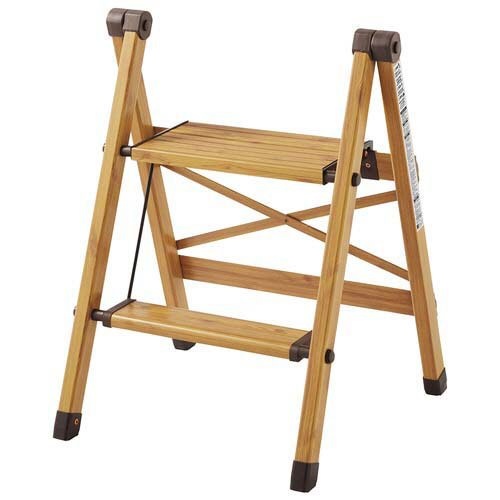 薄く折りたためる木目調脚立2段 ナチュラル(1台)[インテリア 収納 寝具 その他]
