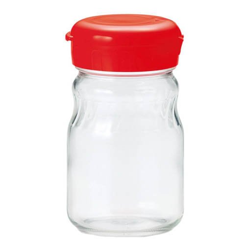 保存瓶 果実酒 小 485ml レッド＆クリア ケース販売 I-77826-R-JAN(48個入)[保存容器]