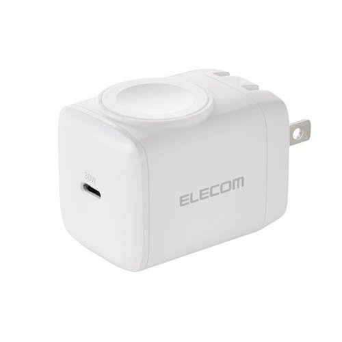 エレコム Apple Watch ワイヤレス充電器／Type-C充電器 PD 30W コンセント ホワイト(1個)[充電器・バッテリー類]