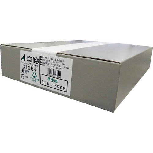 エーワン ラベルシール 再生紙 21面 70×38.1mm 31354(300シート)[事務用品]