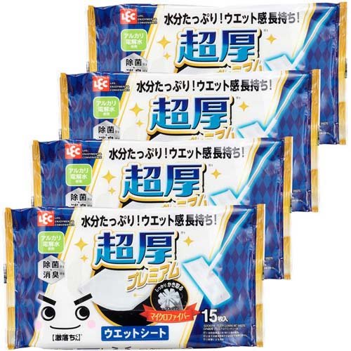 激落ちくん 超厚プレミアムウエットシート S00942(15枚*4個入)[ハンディーワイパ取り替えシート]