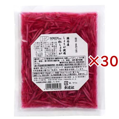 国内産しょうが使用 紅しょうが 細切(60g×30セット)[香辛料]